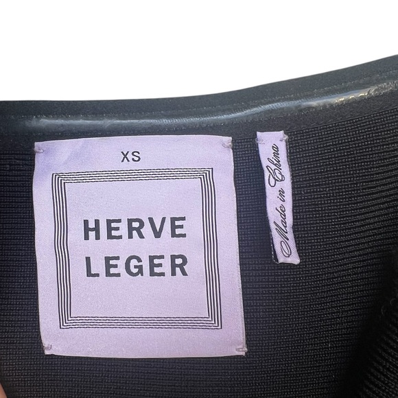 Herve Leger Authentic Y2K Vintage Women’s Metallic Black & Silver Bandage Dress - Picture 9 of 13